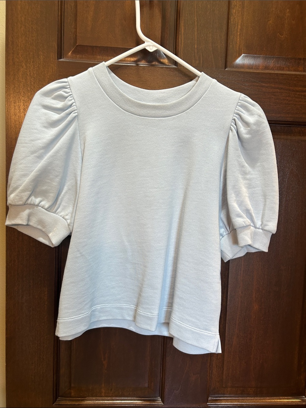 H&M Pale Blue Puff Sleeve Crewneck Tee